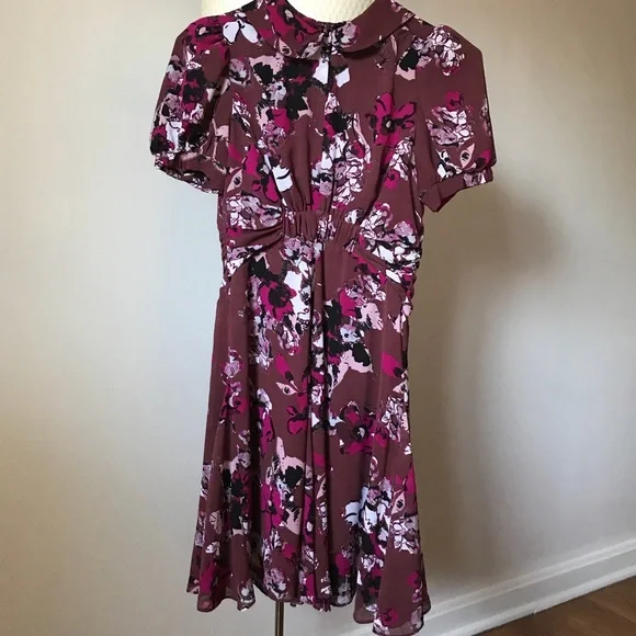 Karl Lagerfeld Womens Purple Ruched Floral dress - Picture 2 of 5